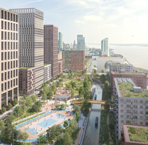 Central Docks central park area CGI from above